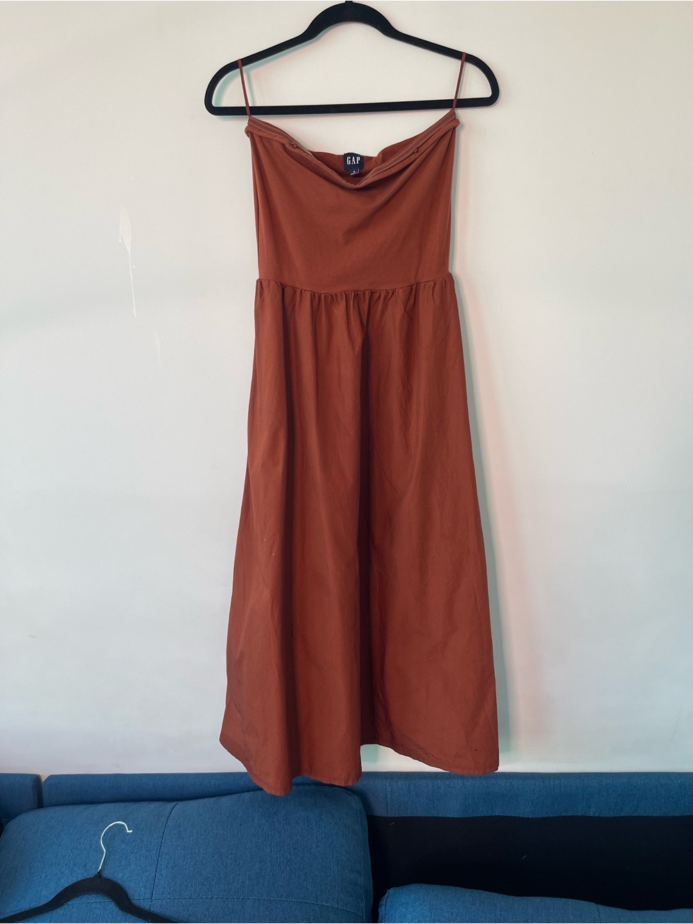 GAP Rust Terracotta Cowl Neck Maxi Dress Spaghetti Strap Size Small